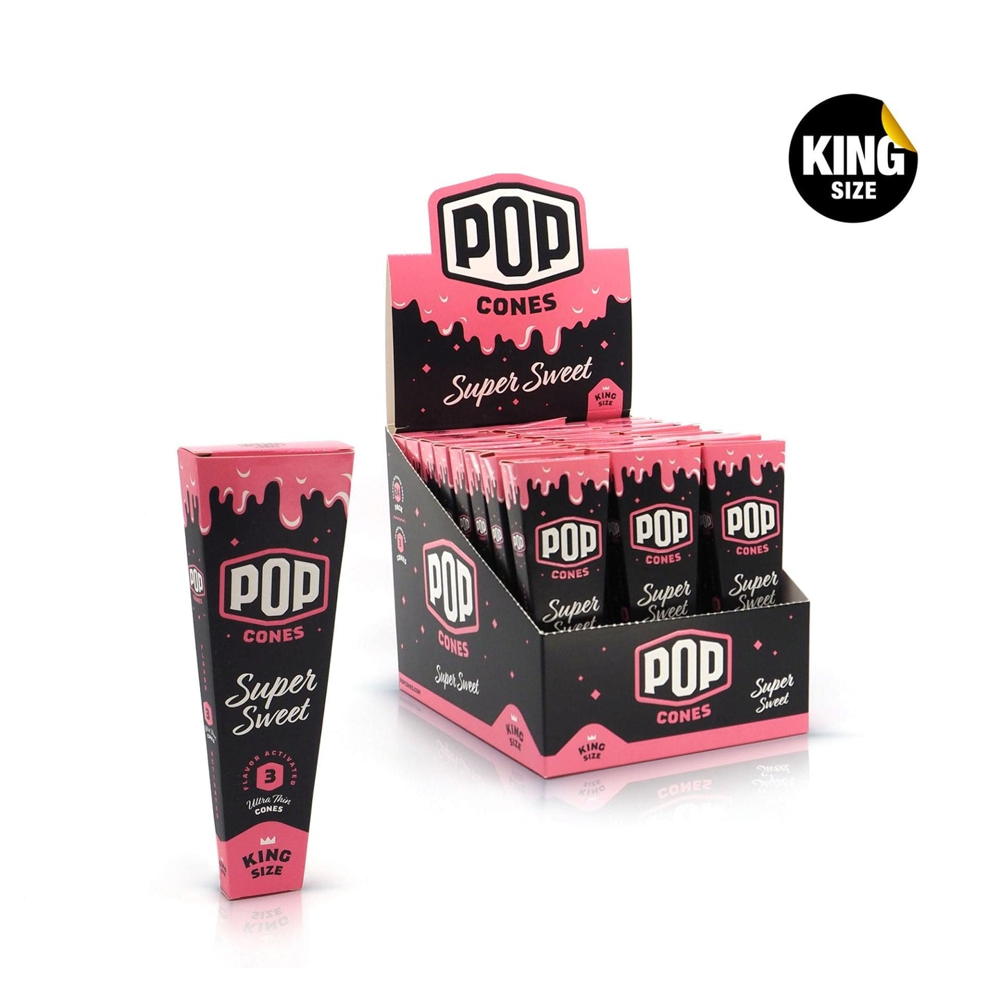 Pop Cones Pre-Rolled Cones King Size 3ct (24/Pack) [DROPSHIP]