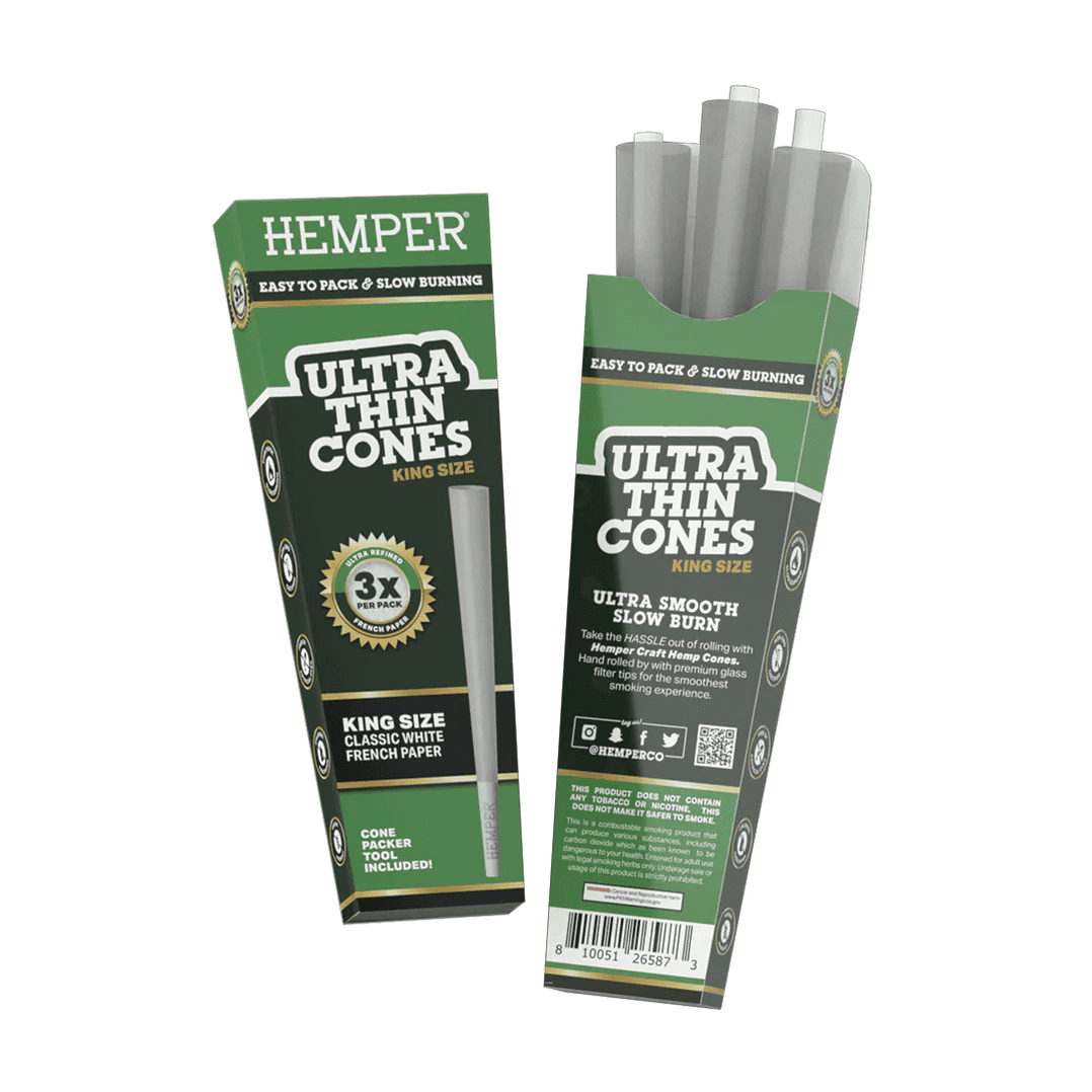 Hemper Ultra Thin Cones King Size 3ct (24/Pack) [DROPSHIP]