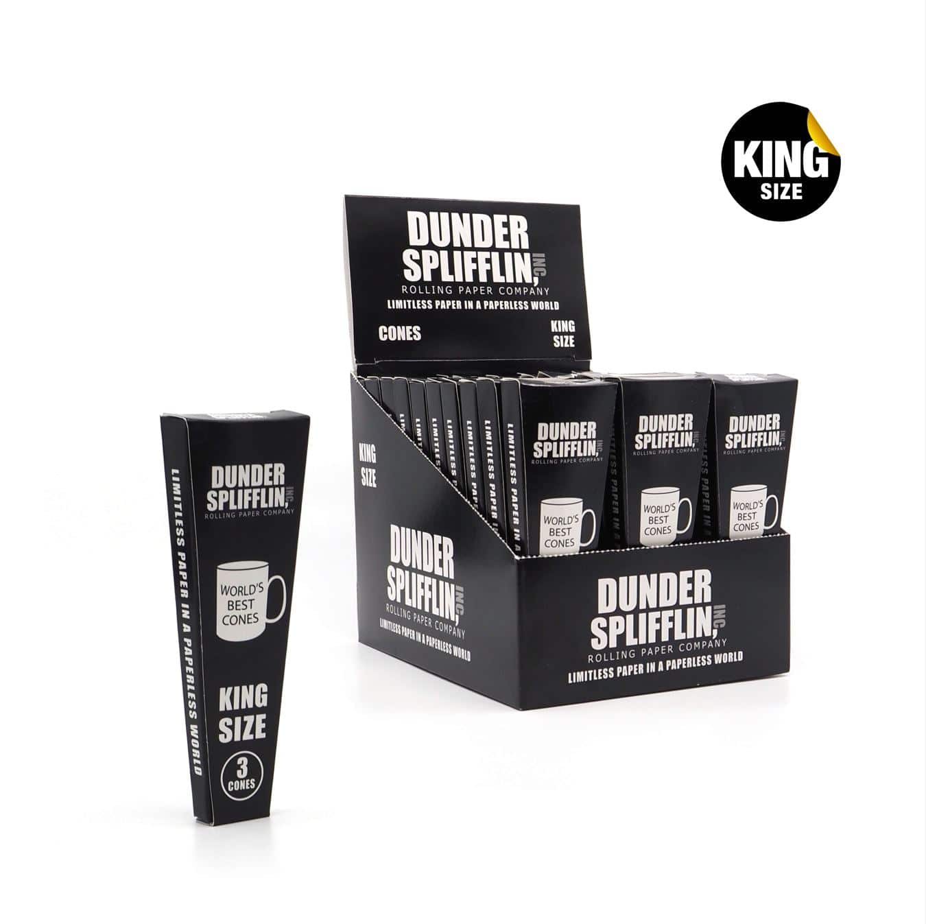 Dunder Splifflin Rolling Paper Cones 3ct (30/Pack) [DROPSHIP]